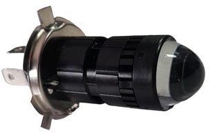 BOMBI FAROL LED H4 P43T TIPO LUPA CON VENTILADOR RTD ( LUZ BAJA BLANCO . LUZ ALTA AMARILLA )