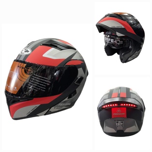 CASCO 169 LED D\PROP L DOT NEGRO MATE LINEAS GRIS\ROJO